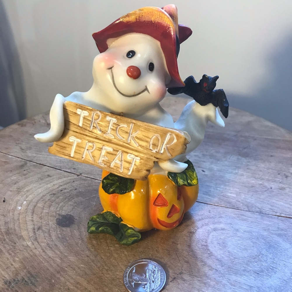 Trick or treat! Halloween figure.Ghost & pumpkin.